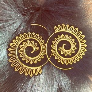 Gold Plated Swirl Spiral Earrings